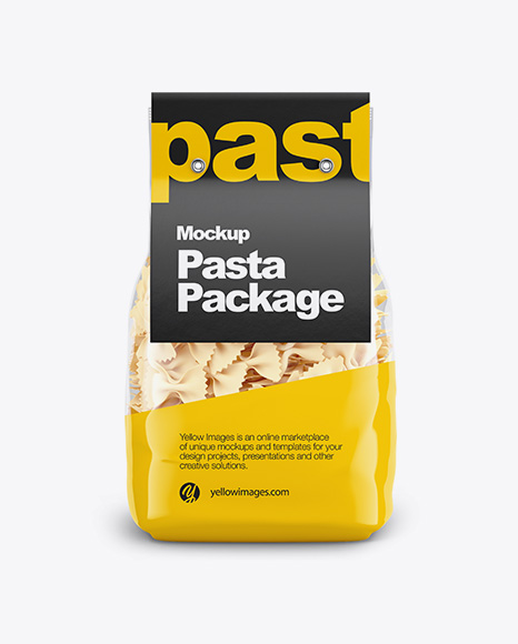 Farfalle Pasta with Paper Label Mockup - Front View