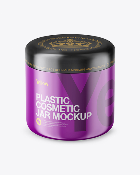 Matte Plastic Cosmetic Jar Mockup - Front View (High Angle Shot)