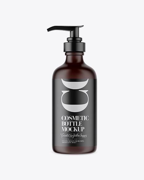 Amber Cosmetic Bottle w/ Pump Mockup