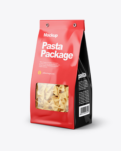 Paper Bag with Farfalle Pasta Mockup - Half Side View