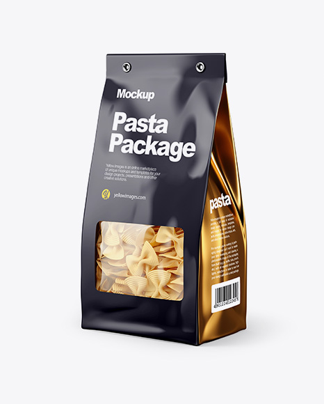Paper Bag with Fiocchi Rigati Pasta Mockup - Half Side View