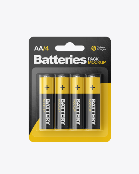 4 Pack Battery AA Mockup