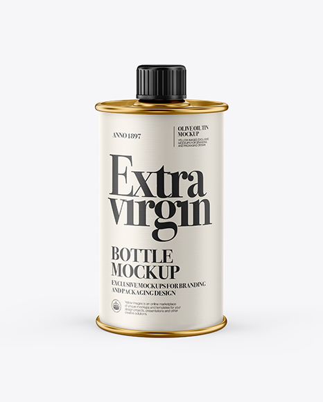 750ml Olive Oil Metal Bottle Mockup