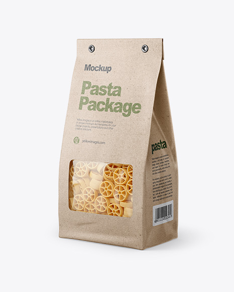 Kraft Bag with Ruote Pasta Mockup - Half Side View