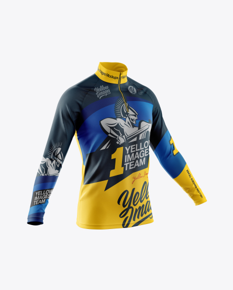 Men's Cycling Jersey With Long Sleeve Mockup - Half Side View