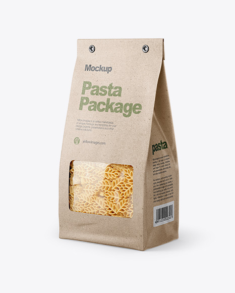 Kraft Bag with Spighe Pasta Mockup - Half Side View