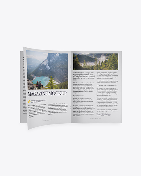 Opened Textured Magazine Mockup - Top View