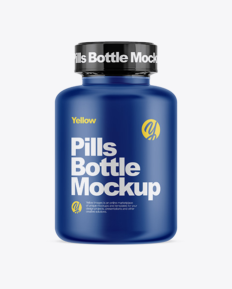 Matte Pills Bottle With Shrink Sleeve Mockup