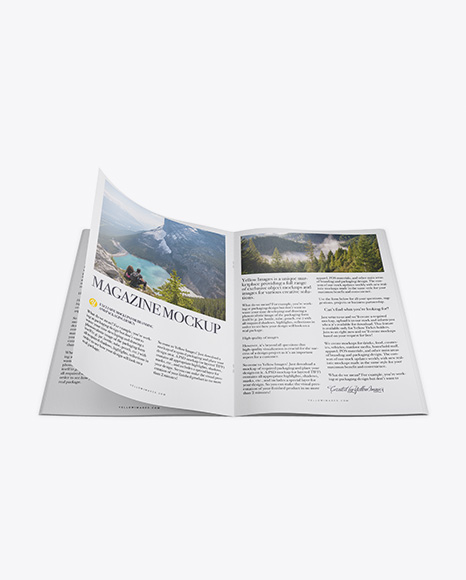 Opened Textured Magazine Mockup - Top View