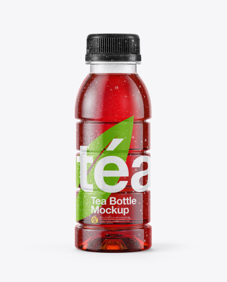 10oz Tea Bottle in Shrink Sleeve with Condensation Mockup - Front View