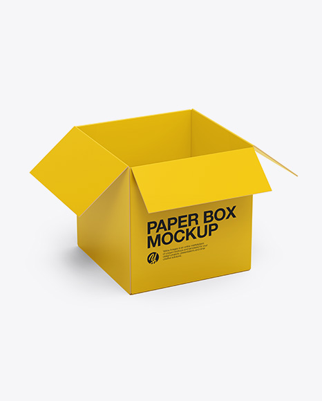 Opened Paper Box Mockup - Half Side View (High-Angle Shot)