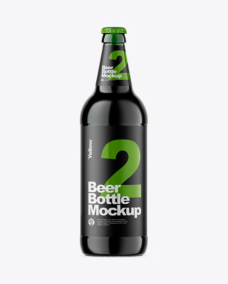 Green Glass Bottle With Dark Beer Mockup