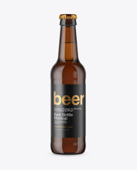 Amber Beer Bottle Mockup - Front View