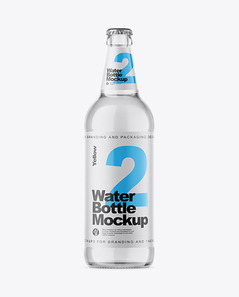 Clear Glass Bottle With Water Mockup