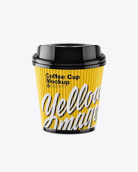 Glossy Coffee Cup Mockup - Front View (High-Angle Shot)