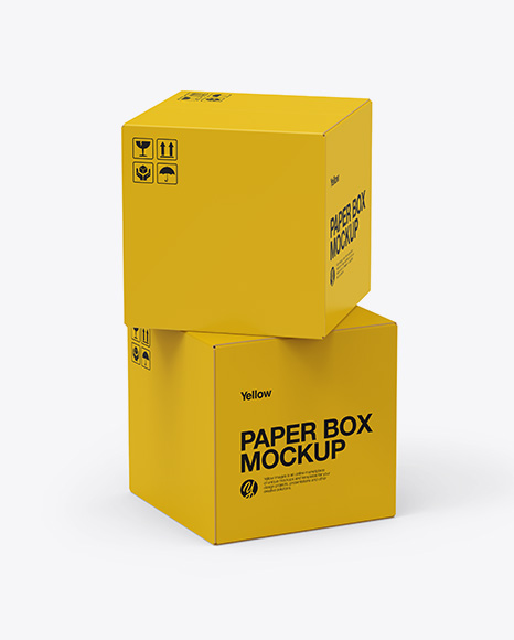 Two Paper Boxes Mockup - Half Side View (High-Angle Shot)