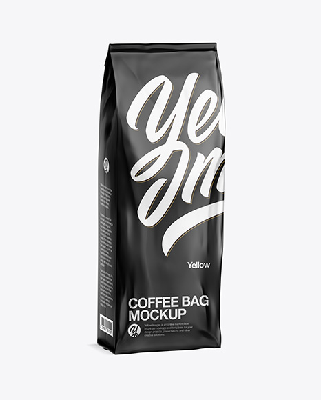 500g Glossy Coffee Bag Mockup - Half Side View