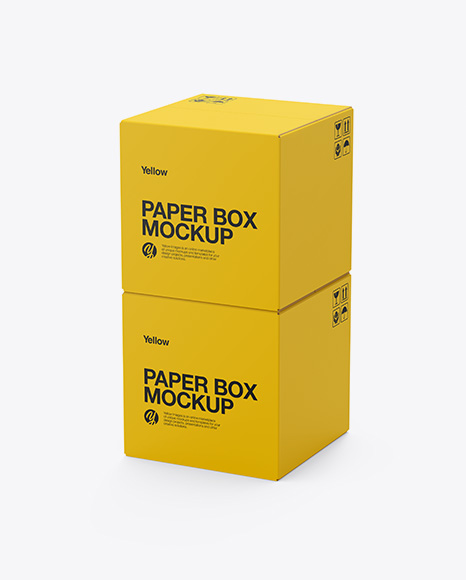 Two Paper Boxes Mockup - Half Side View