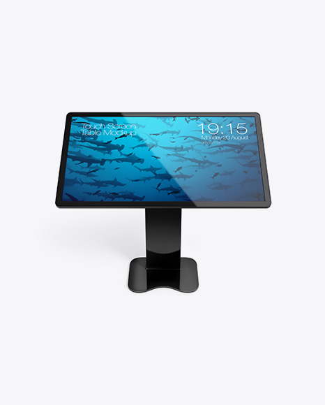 Glossy Touch Screen Display Table Mockup - Front View