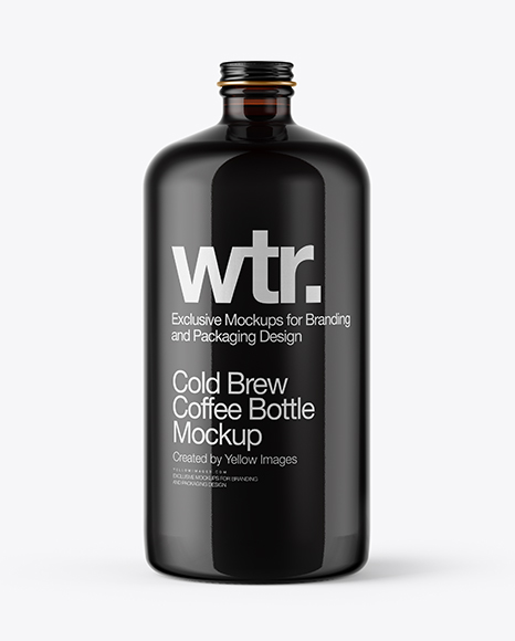 Amber Glass Bottle With Cold Brew Coffee Mockup