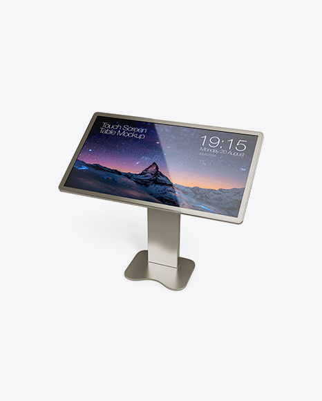 Metallic Touch Screen Display Table Mockup