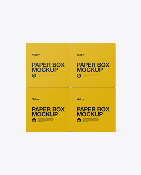Four Paper Boxes Mockup - Side View