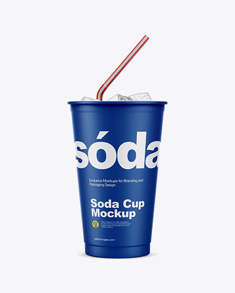 Matte Plastic Soda Cup With Ice Mockup