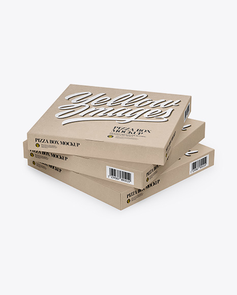 Three Pizza Kraft Boxes Mockup