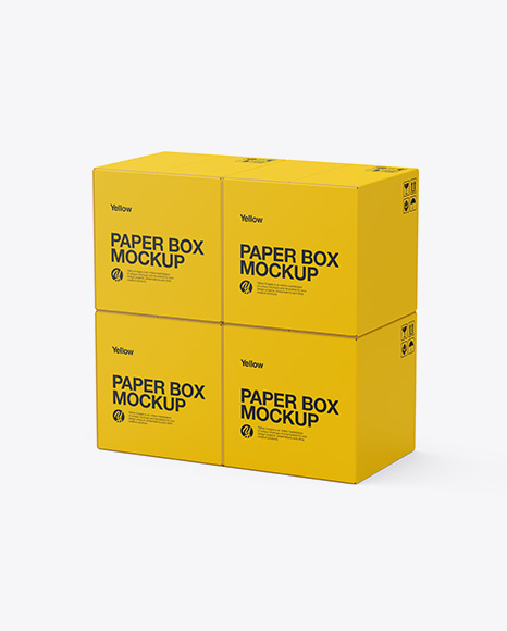 Four Paper Boxes Mockup - Half Side View