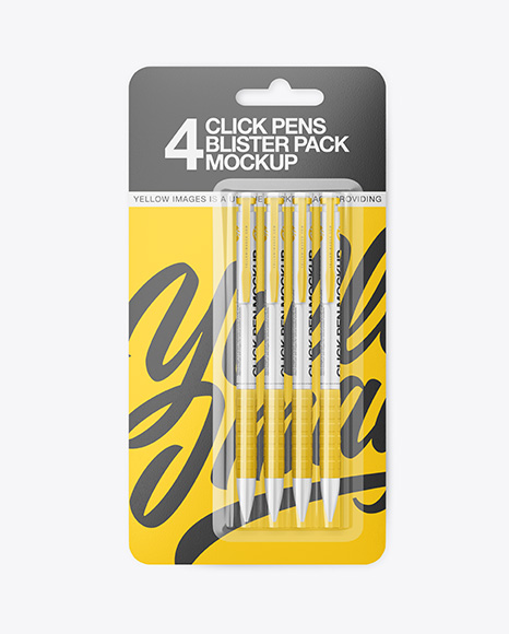 Blister Pack of 4 Click Pens Mockup