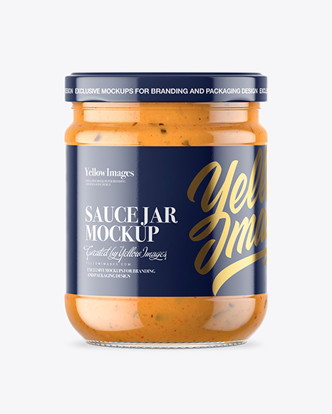 Clear Glass Chipotle Sauce Jar Mockup