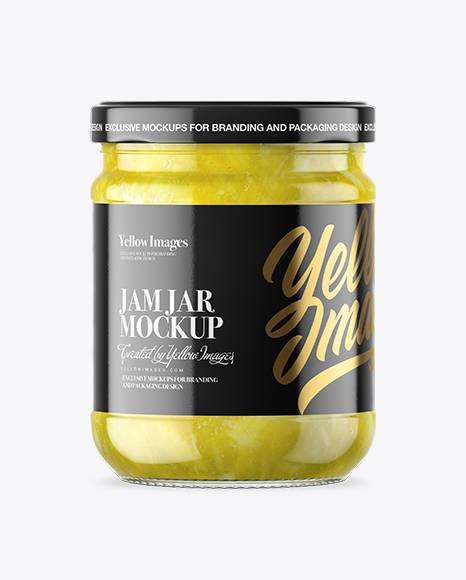 Clear Glass Lemon Jam Jar Mockup