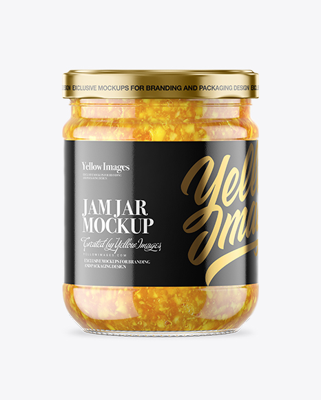 Clear Glass Orange Jam Jar Mockup