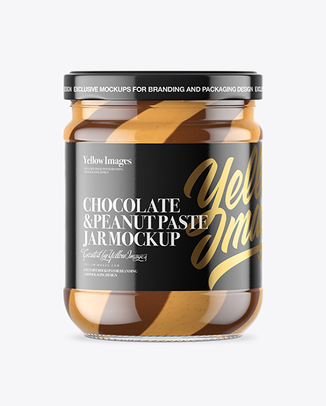 Clear Glass Jar with Duo Chocolate Spread Mockup