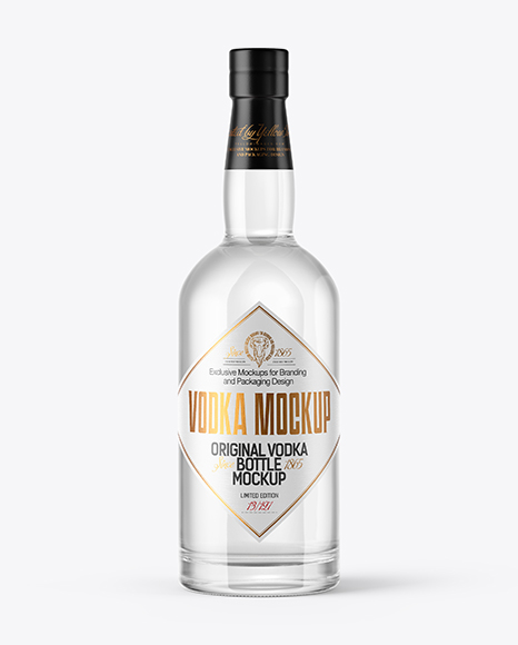 750ml Vodka Bottle with Wooden Cap Mockup