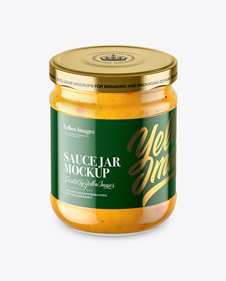Clear Glass Curry Sauce Jar Mockup