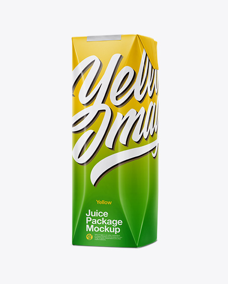 Juice Carton Package Mockup - Half Side View