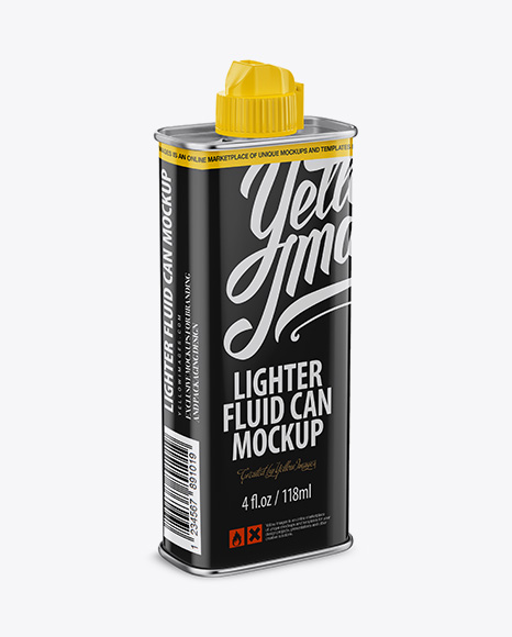 Lighter Fluid Can Mockup - Halfside View
