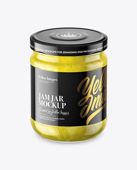 Clear Glass Lemon Jam Jar Mockup