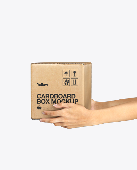 Cardboard Box with Hands Mockup