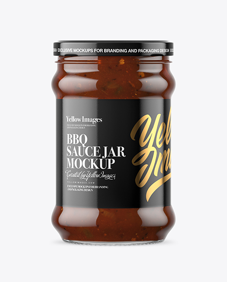 Clear Glass BBQ Sauce Jar Mockup