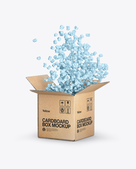 Cardboard Box with Styrofoam Filling Mockup