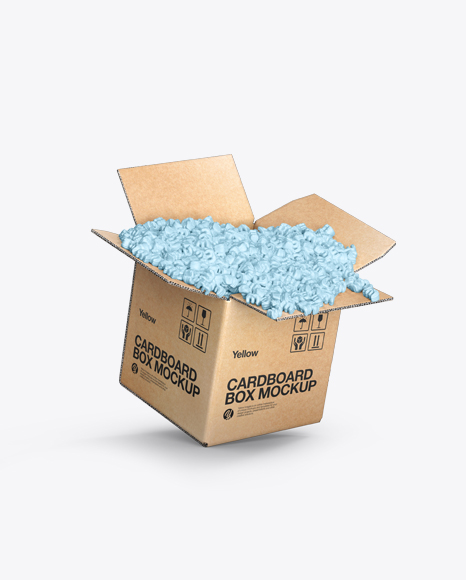 Cardboard Box with Styrofoam Filling Mockup