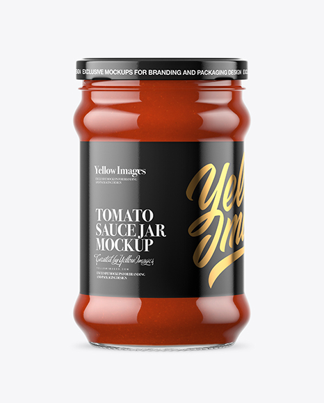 Clear Glass Tomato Sauce Jar Mockup