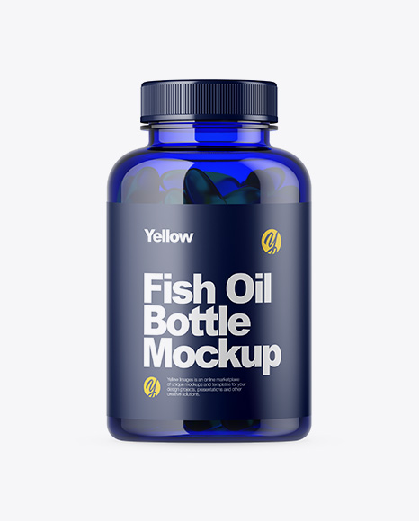 Blue Bottle with Fish Oil Mockup