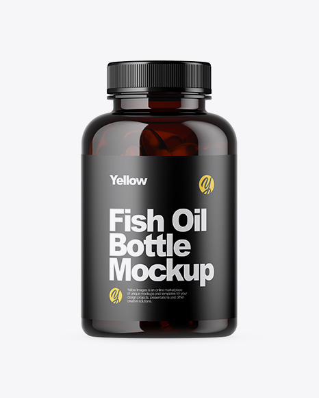 Dark Amber Bottle with Fish Oil Mockup