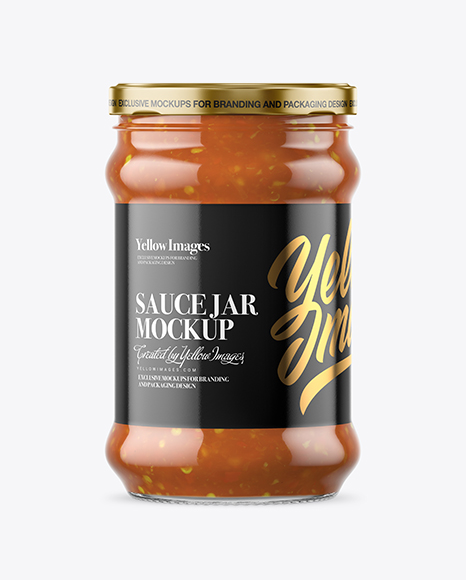 Clear Glass Sweet & Sour Sauce Jar Mockup