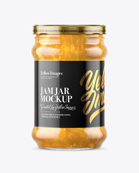 Clear Glass Orange Jam Jar Mockup