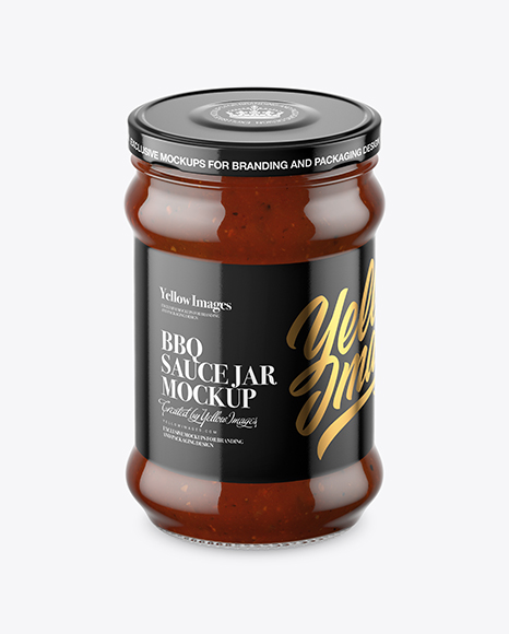 Clear Glass BBQ Sauce Jar Mockup