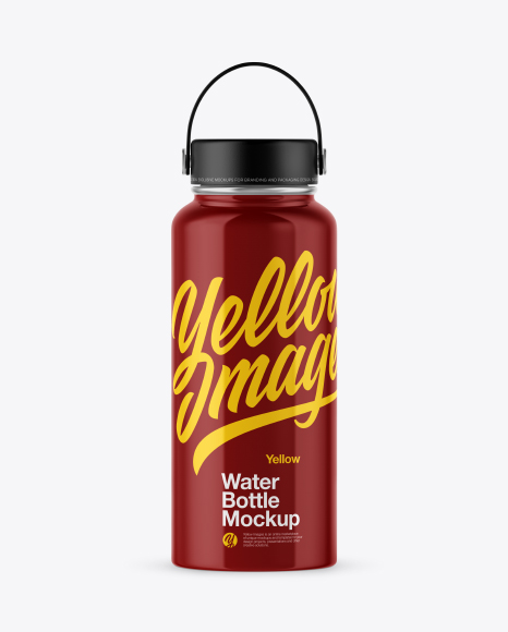 Glossy Wide-Mouth Water Bottle Mockup